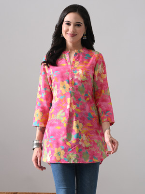 Meesan Party Floral Print Women Pink Top