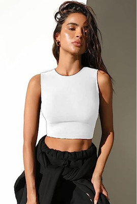 AmbeSilkMill Casual Solid Women White Top