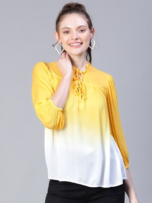 OXOLLOXO Casual Solid Women Yellow, White Top