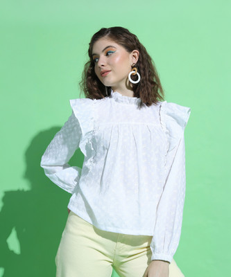 Tokyo Talkies Casual Solid Women White Top