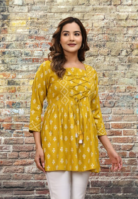 VILONI Casual Printed Women Yellow Top