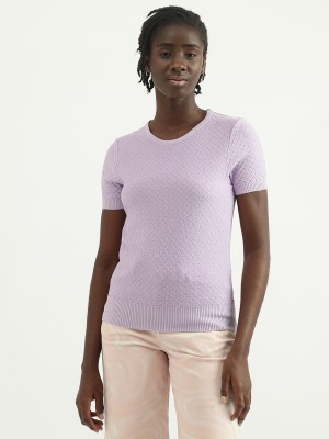 United Colors of Benetton Casual Solid Women Purple Top