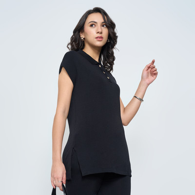 Annabelle by Pantaloons Casual Solid Women Black Top