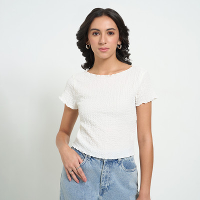 Honey Curvytude by Pantaloons Casual Solid Women White Top