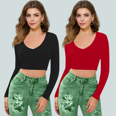Maheshvi Casual Solid Women Red Top