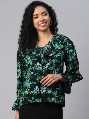 PLUSS Casual Printed Women Black Top