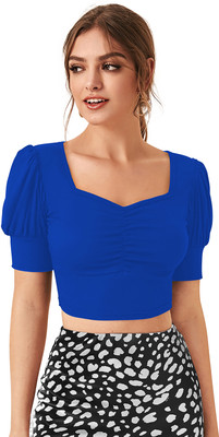 Fashion2wear Casual Solid Women Blue Top
