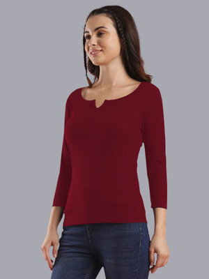 Kashonaa Casual Solid Women Maroon Top
