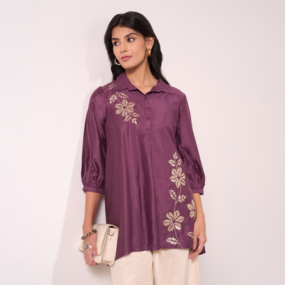 Rangmanch by Pantaloons Casual Embellished Women Purple Top