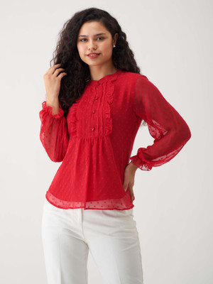 AASK Casual Solid Women Red Top