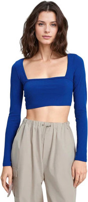 Kamedge Global Formal Self Design Women Blue Top