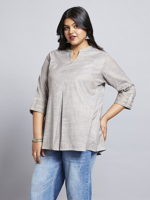 Globus Formal Solid Women Grey Top