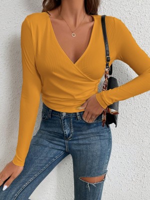 VASHRI EXPORTS Casual Solid Women Yellow Top