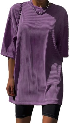 Rahi Trendz Party Solid Women Purple Top