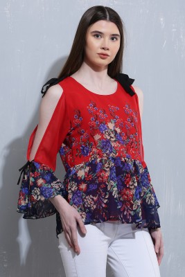 Neoen Casual Printed Women Red Top