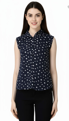 Blueribon Casual Polka Print Women Blue Top