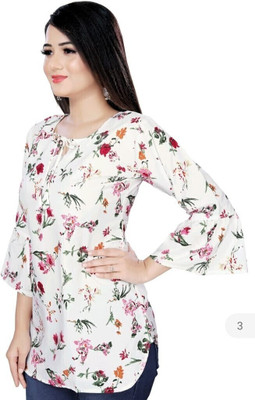 HouseOfCommon Casual Printed Women White Top