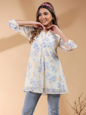 Janasya Casual Floral Print Women Multicolor Top