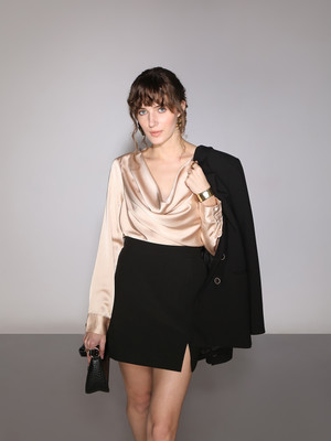 VERO MODA Casual Solid Women Beige Top