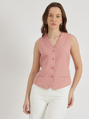 Fable Street Casual Solid Women Pink Top