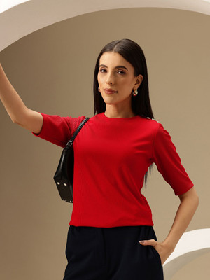 CHEMISTRY Casual Solid Women Red Top