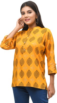 BLACK MACY Casual Printed Women Yellow Top