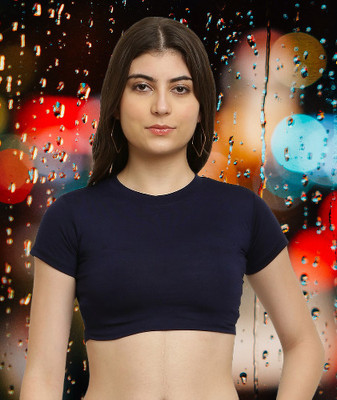 The Unicharm Casual Solid Women Dark Blue Top