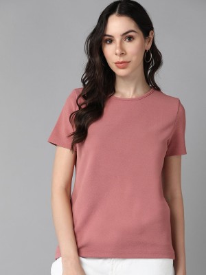 Roadster Casual Solid Women Pink Top