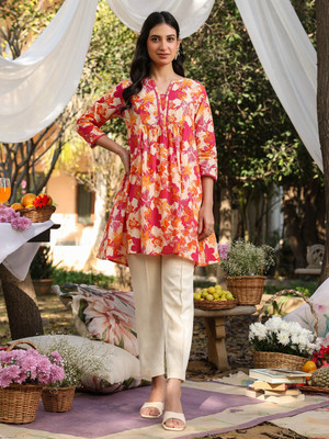 Janasya Casual Floral Print Women Multicolor Top