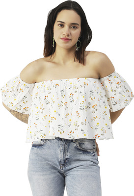 moomaya Casual Printed Women White Top