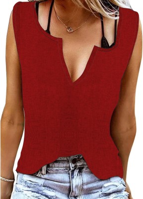 THE BLAZZE Casual Solid Women Red Top