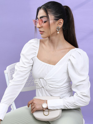 Tokyo Talkies Casual Solid Women White Top