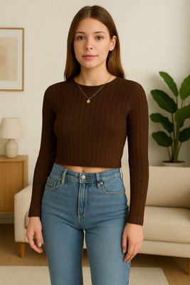 blluedart Casual Solid Women Black Top