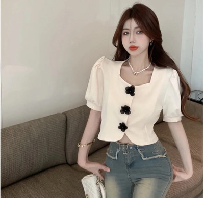 ICEVILA Casual Solid Women Black Top