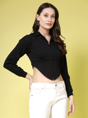 Being Naughty Casual Solid Women Black Top