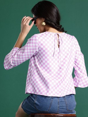 Dressberry Casual Checkered Women Purple Top