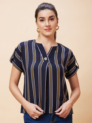 Globus Casual Striped Women Blue Top