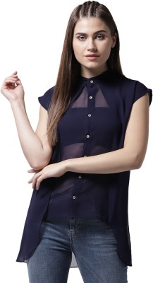 La Zoire Casual Regular Sleeve Solid Women Blue Top