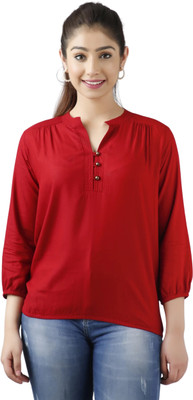Djngkldjng Party Solid Women Maroon Top