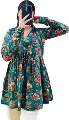 Sb impex Casual Floral Print, Printed Women Green Top