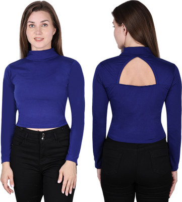 Christone Casual Solid Women Blue Top