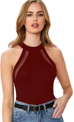 Projas Casual Solid Women Maroon Top