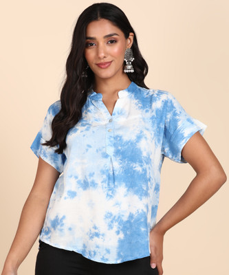 METRONAUT Casual Tie & Dye Women Blue, White Top