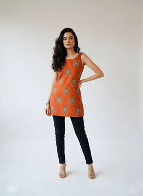 Folkiss Casual Printed Women Orange Top