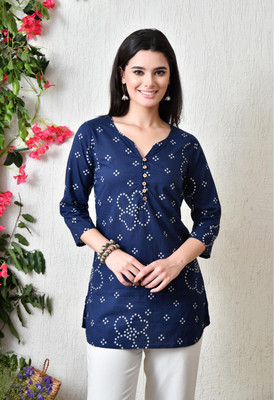 Sangria Casual Printed Women Dark Blue Top