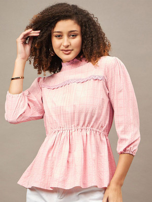 CORSICA Casual Self Design Women Pink Top