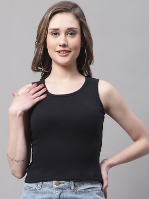 FBAR Casual Solid Women Black Top