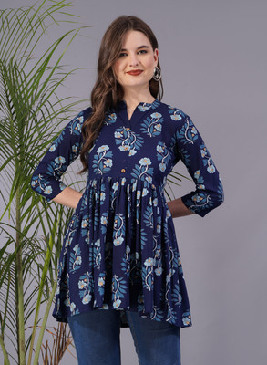 Dinaya Casual Self Design Women Blue Top