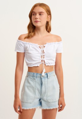 I Saw It First Casual Solid Women White Top