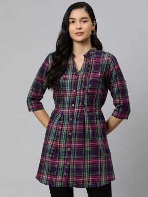 One Femme Casual Checkered Women Multicolor Top